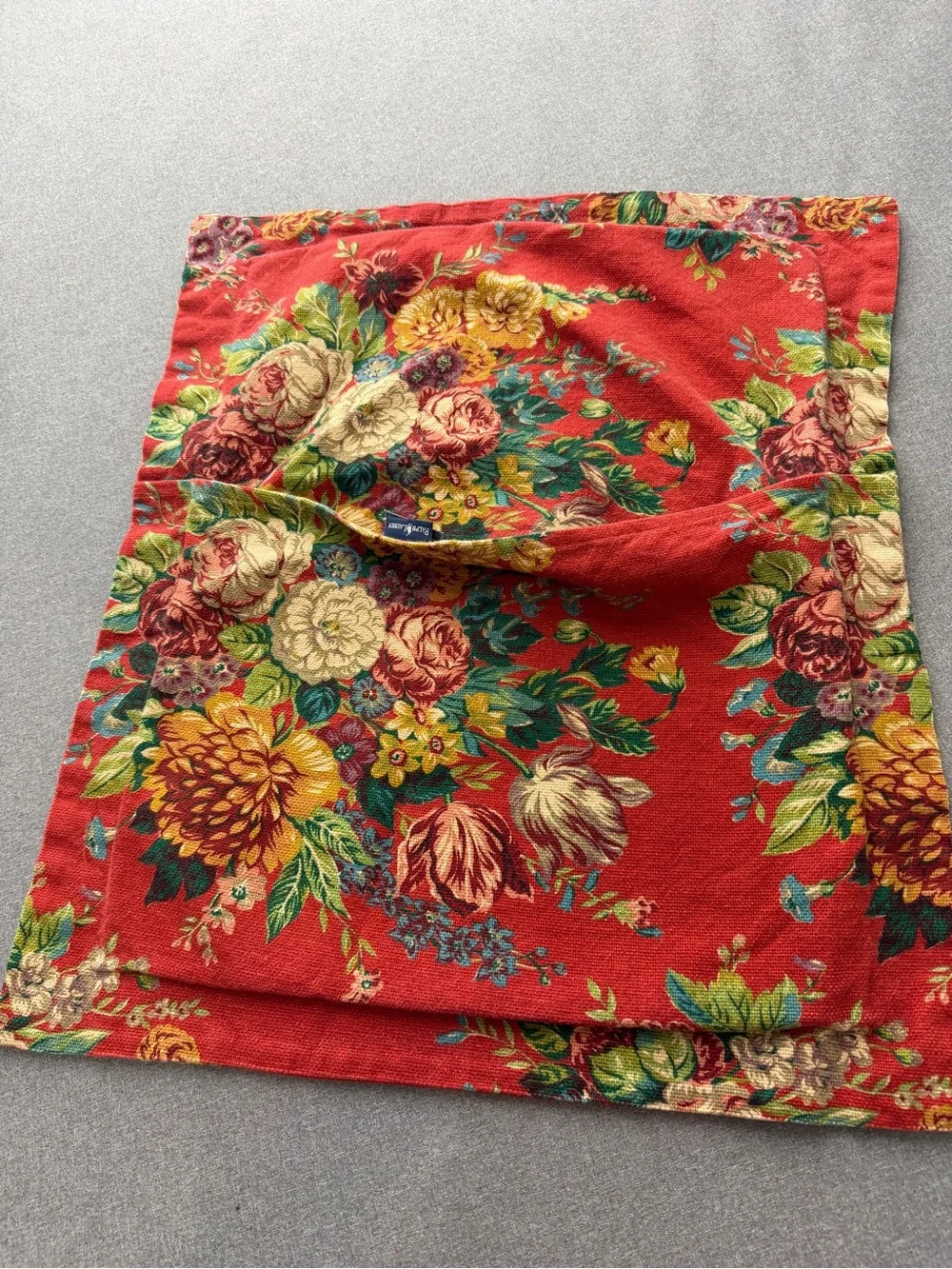 RARE Ralph Lauren Red Floral Aylesbury Queen Bedskirt & Matching Pillowcase